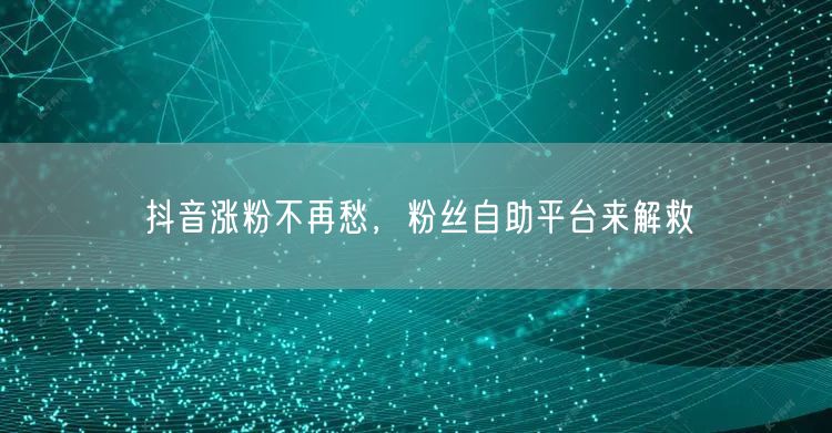 抖音涨粉不再愁，粉丝自助平台来解救