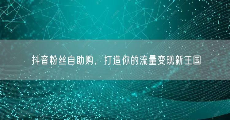 抖音粉丝自助购，打造你的流量变现新王国