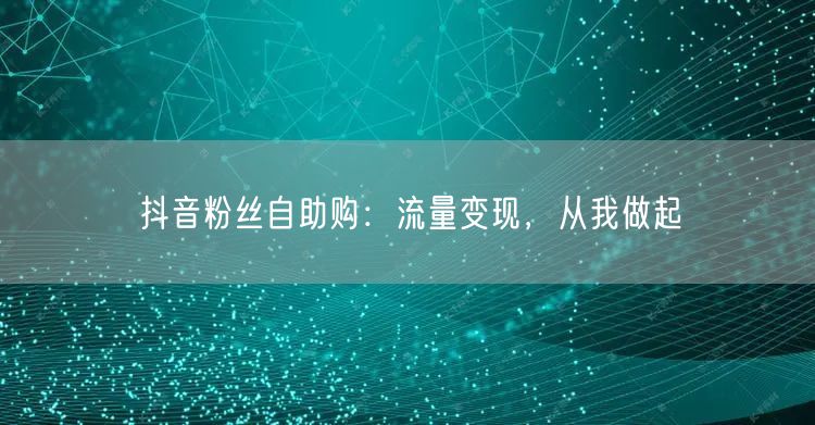 抖音粉丝自助购：流量变现，从我做起